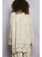 Load image into Gallery viewer, POL Lightweight Lace Boho Button-Down Kimono Shirt Natural