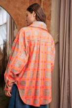 Load image into Gallery viewer, Davi & Dani - PLUS PLAID BUTTON FRONT SHIRT JACKET SHACKET