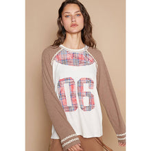 Load image into Gallery viewer, POL Clothing - Plaid Patch “06” Graphic Raglan Top