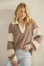 Load image into Gallery viewer, HEIMISH - LONG SLEEVE MANDARIN COLLAR SOLID CONTRAST TOP