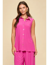 Load image into Gallery viewer, Dear Scarlett Sleeveless Button-Down Tunic Top & pants set – Runway Pink