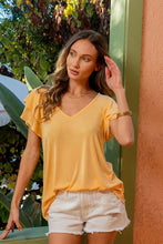 Load image into Gallery viewer, LB Sew In Love Relaxed, V-Neck FLutter Sleeve Top- Mango