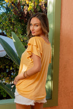 Load image into Gallery viewer, LB Sew In Love Relaxed, V-Neck FLutter Sleeve Top- Mango