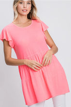 Load image into Gallery viewer, April26 Array - Heimish - Solid Top with Ruffled - Neon Pink