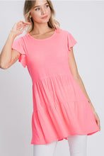 Load image into Gallery viewer, April26 Array - Heimish - Solid Top with Ruffled - Neon Pink