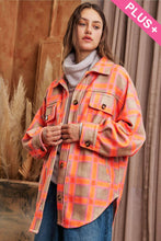 Load image into Gallery viewer, Davi & Dani - PLUS PLAID BUTTON FRONT SHIRT JACKET SHACKET