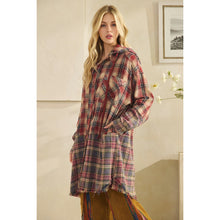 Load image into Gallery viewer, Oli & Hali Washed Plaid Button Down Hoodie Shirt | Women’s Oversized Flannel