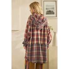 Load image into Gallery viewer, Oli & Hali Washed Plaid Button Down Hoodie Shirt | Women’s Oversized Flannel