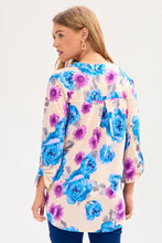 Load image into Gallery viewer, Dear Scarlett Beige Floral 3/4 Sleeve Top - Beige/Purple
