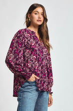 Load image into Gallery viewer, Dear Scarlett Lizzy Smocked Top - Wine Floral