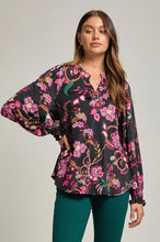 Load image into Gallery viewer, Dear Scarlett Lizzy Smocked Top - Black//PInk Floral