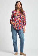 Load image into Gallery viewer, Dear Scarlett Lizzy Blouse Eggplant Floral