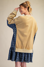 Load image into Gallery viewer, Easel Washed Terry Pullover With Denim Ruffle Bottom Dress