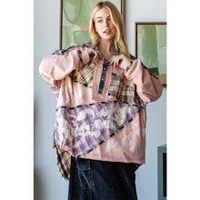 Load image into Gallery viewer, Oli & Hali Bleach Detail Mix Media Shacket | Women’s Oversized Button Shirt