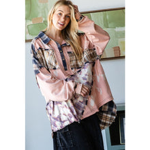 Load image into Gallery viewer, Oli & Hali Bleach Detail Mix Media Shacket | Women’s Oversized Button Shirt