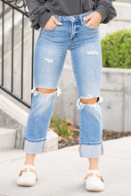 Load image into Gallery viewer, Risen Tummy Control Mid-Rise Crop Straight Jeans – Medium Wash | Flattering Denim