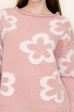 Load image into Gallery viewer, White Birch Pink Floral Pearl Sweater – Cozy Feminine Knit Pullover
