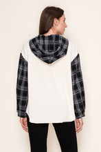 Load image into Gallery viewer, Plaid Hooded Knit Shacket