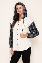 Load image into Gallery viewer, Plaid Hooded Knit Shacket