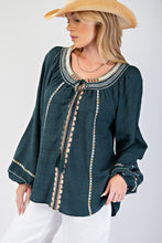 Load image into Gallery viewer, Easel Embroidery Detailing Rayon Linen Top