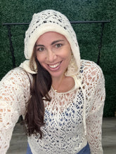Load image into Gallery viewer, Cozy Co Crochet Hooded Pullover Beige
