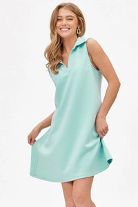 Dear Scarlett Scuba Collared Tank Dress Mint TRV-CRUISEP