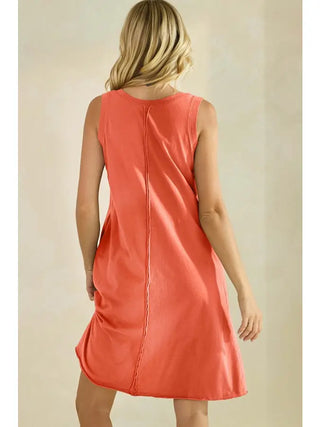 Yelete Cotton Dress with Pockets - Coral