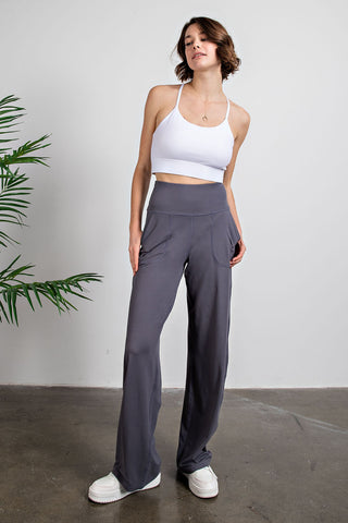 Rae Mode Butter Straight Casual Yoga Pant - Charcoal