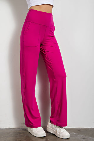 Rae Mode Butter Straight Casual Yoga Pant - Raspberry