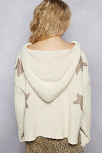 Load image into Gallery viewer, POL V-Neck Solid Star Patch Chenille Sweater Cropped Hoodie Top
