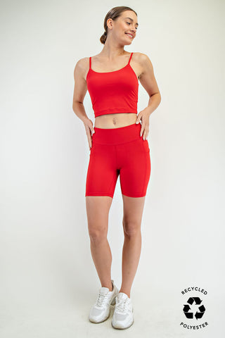 Rae Mode Butter Basic Cropped Camisole (Brami) | Recycled Performance Fabric- Red