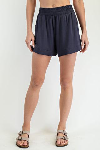 Rae Mode Viscose Modal Tulip Shorts | Ultra-Soft Boutique Lounge Shorts - Coal Black