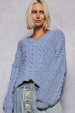 Load image into Gallery viewer, POL V-Neck Semi Cropped Top Chenille Sweater
