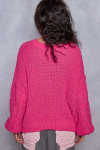 POL V-Neck Semi Cropped Top Chenille Sweater