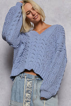 Load image into Gallery viewer, POL V-Neck Semi Cropped Top Chenille Sweater
