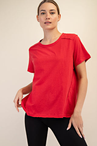Rae Mode Cotton Club Short Sleeve Top - Red