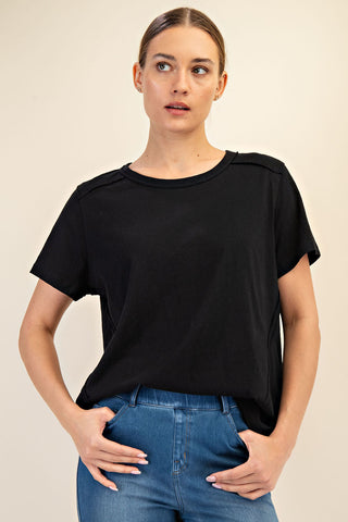 Rae Mode Cotton Club Short Sleeve Top - Black