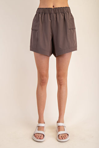 Rae Mode Cooling Adventure Shorts | Lightweight Activewear Boutique Style - Brown