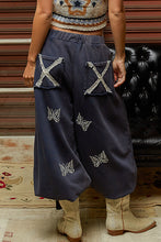 Load image into Gallery viewer, Butterfly Embroidered Jogger Pants – Navy | Vintage French Terry
