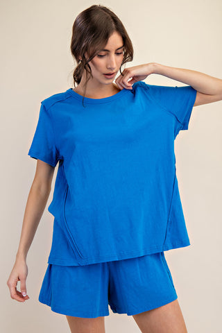Rae Mode Cotton Club Short Sleeve Top - Ocean Blue