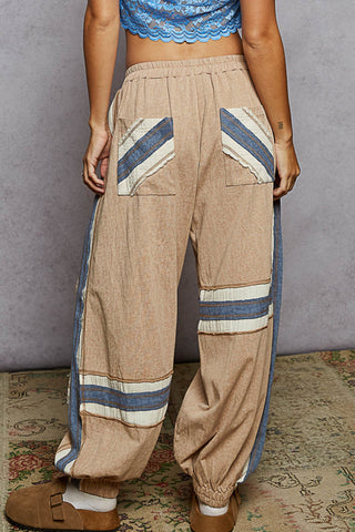 POL Latte Vintage Patchwork Jogger Pants – Balloon Fit - Latte