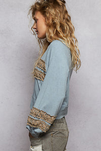 POL Cornflower Blue Balloon Sleeve Jersey Top