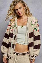 Load image into Gallery viewer, POL Chenille Zip Hoodie with 3D Embroidered Stripes in Mocha
