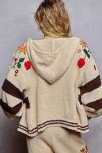 Load image into Gallery viewer, POL Chenille Zip Hoodie with 3D Embroidered Stripes in Mocha
