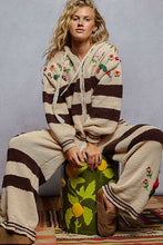 Load image into Gallery viewer, POL Chenille Zip Hoodie with 3D Embroidered Stripes in Mocha
