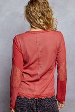 Load image into Gallery viewer, POL Lace Trim Olive Thermal Top – Boutique Long Sleeve Rib Mix
