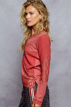 Load image into Gallery viewer, POL Lace Trim Olive Thermal Top – Boutique Long Sleeve Rib Mix
