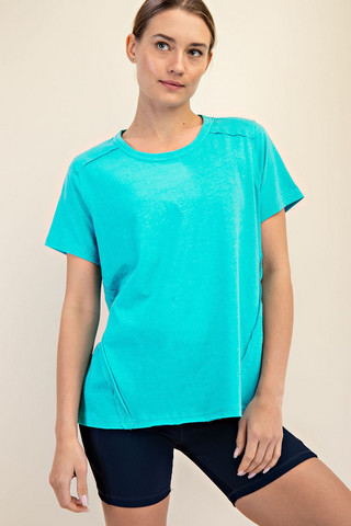 Rae Mode Cotton Club Short Sleeve Top - Turquoise