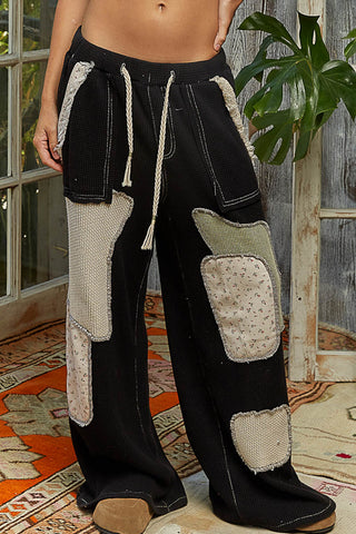 POL Relaxed Fit Thermal Patch Pants Black