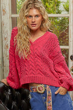 Load image into Gallery viewer, POL V-Neck Semi Cropped Top Chenille Sweater
